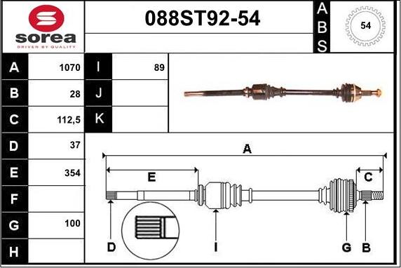 STARTCAR 088ST92-54 - Arbre de transmission cwaw.fr