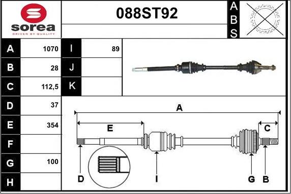 STARTCAR 088ST92 - Arbre de transmission cwaw.fr