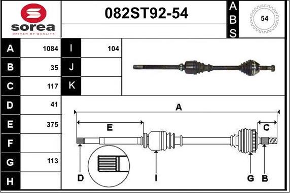 STARTCAR 082ST92-54 - Arbre de transmission cwaw.fr