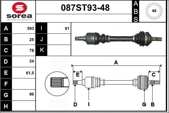 STARTCAR 087ST93-48 - Arbre de transmission cwaw.fr