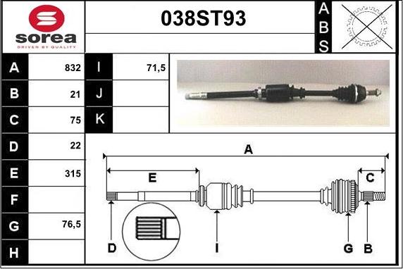 STARTCAR 038ST93 - Arbre de transmission cwaw.fr