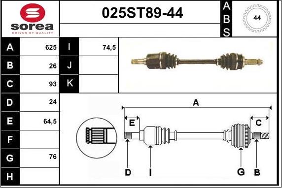 STARTCAR 025ST89-44 - Arbre de transmission cwaw.fr