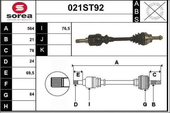 STARTCAR 021ST92 - Arbre de transmission cwaw.fr