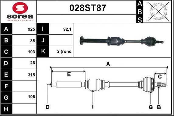 STARTCAR 028ST87 - Arbre de transmission cwaw.fr