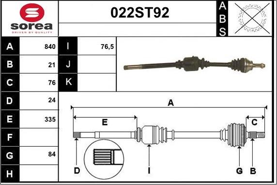 STARTCAR 022ST92 - Arbre de transmission cwaw.fr