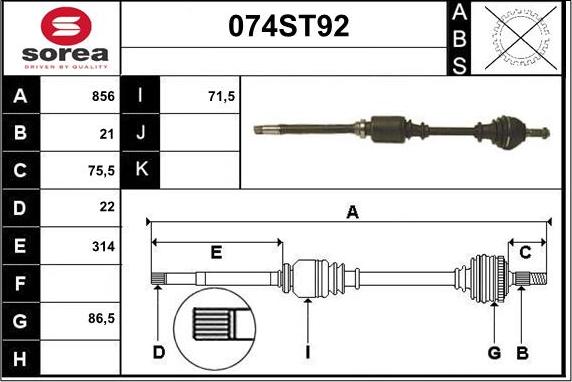 STARTCAR 074ST92 - Arbre de transmission cwaw.fr