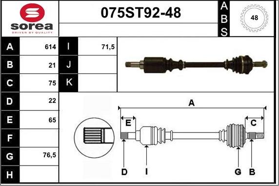 STARTCAR 075ST92-48 - Arbre de transmission cwaw.fr