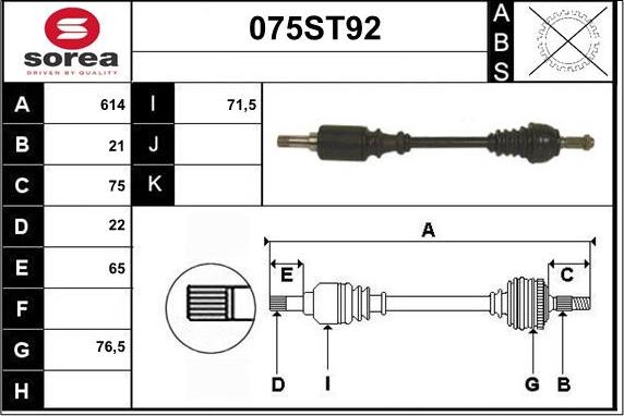 STARTCAR 075ST92 - Arbre de transmission cwaw.fr