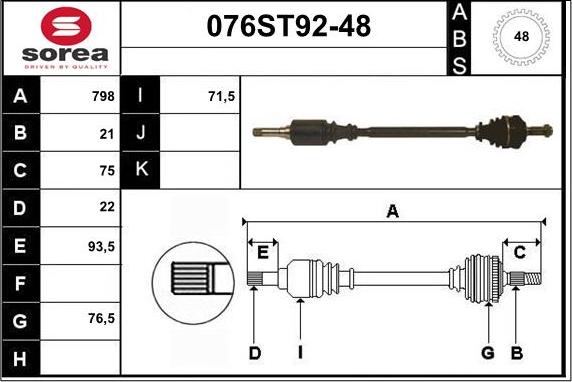 STARTCAR 076ST92-48 - Arbre de transmission cwaw.fr