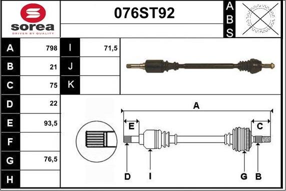 STARTCAR 076ST92 - Arbre de transmission cwaw.fr