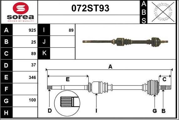 STARTCAR 072ST93 - Arbre de transmission cwaw.fr