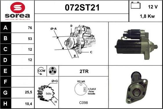 STARTCAR 072ST21 - Démarreur cwaw.fr