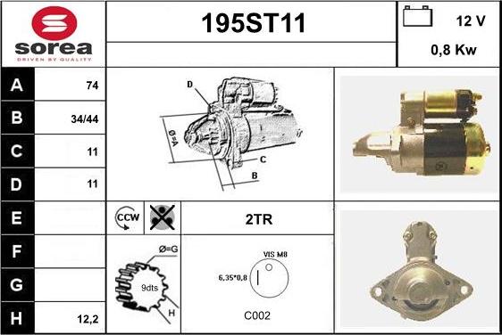 STARTCAR 195ST11 - Démarreur cwaw.fr