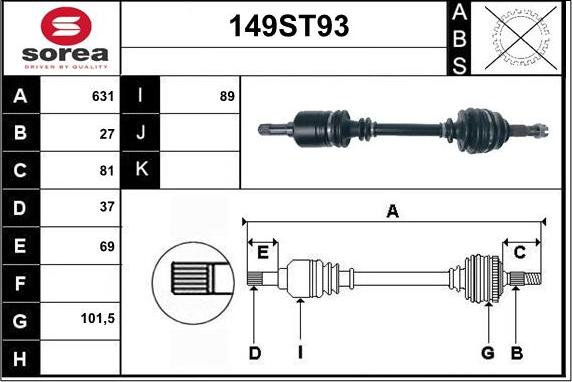 STARTCAR 149ST93 - Arbre de transmission cwaw.fr