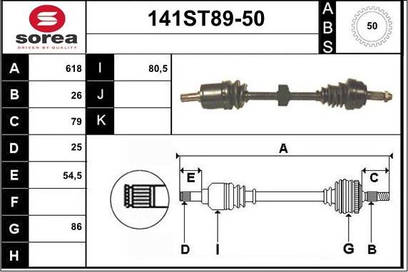 STARTCAR 141ST89-50 - Arbre de transmission cwaw.fr