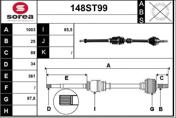 STARTCAR 148ST99 - Arbre de transmission cwaw.fr