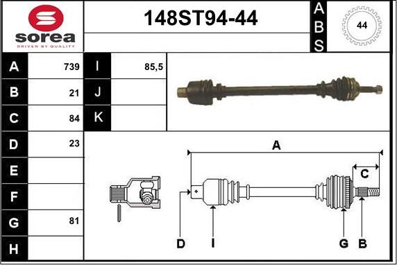 STARTCAR 148ST94-44 - Arbre de transmission cwaw.fr