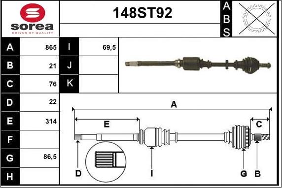 STARTCAR 148ST92 - Arbre de transmission cwaw.fr