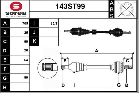 STARTCAR 143ST99 - Arbre de transmission cwaw.fr