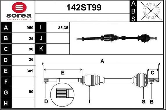 STARTCAR 142ST99 - Arbre de transmission cwaw.fr