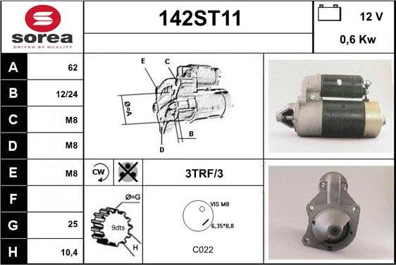 STARTCAR 142ST11 - Démarreur cwaw.fr