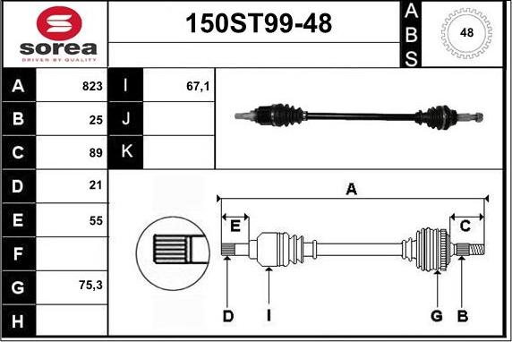 STARTCAR 150ST99-48 - Arbre de transmission cwaw.fr