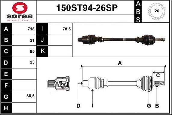 STARTCAR 150ST94-26SP - Arbre de transmission cwaw.fr