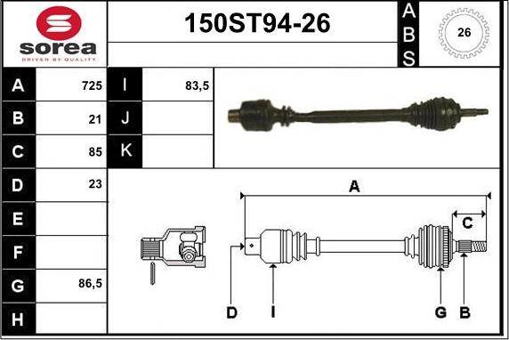 STARTCAR 150ST94-26 - Arbre de transmission cwaw.fr