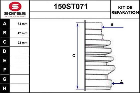 STARTCAR 150ST071 - Joint-soufflet, arbre de commande cwaw.fr