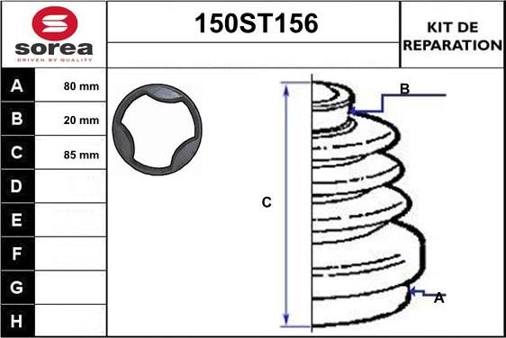 STARTCAR 150ST156 - Joint-soufflet, arbre de commande cwaw.fr