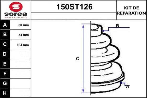 STARTCAR 150ST126 - Joint-soufflet, arbre de commande cwaw.fr