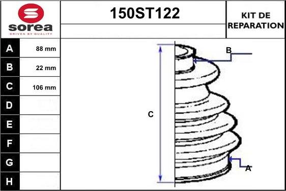 STARTCAR 150ST122 - Joint-soufflet, arbre de commande cwaw.fr