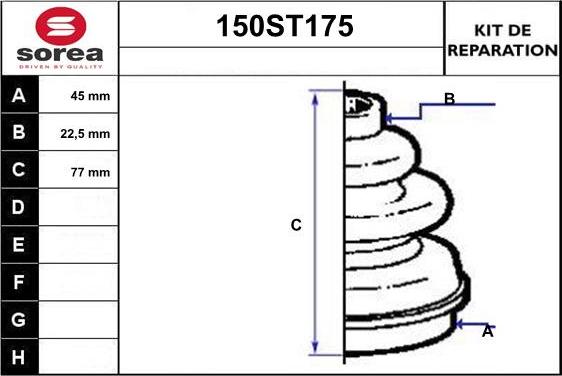 STARTCAR 150ST175 - Joint-soufflet, arbre de commande cwaw.fr