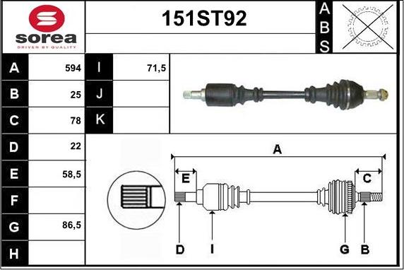 STARTCAR 151ST92 - Arbre de transmission cwaw.fr