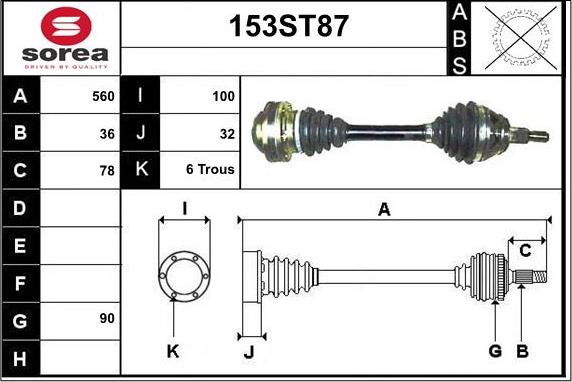 STARTCAR 153ST87 - Arbre de transmission cwaw.fr