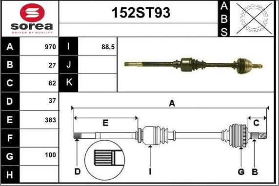 STARTCAR 152ST93 - Arbre de transmission cwaw.fr