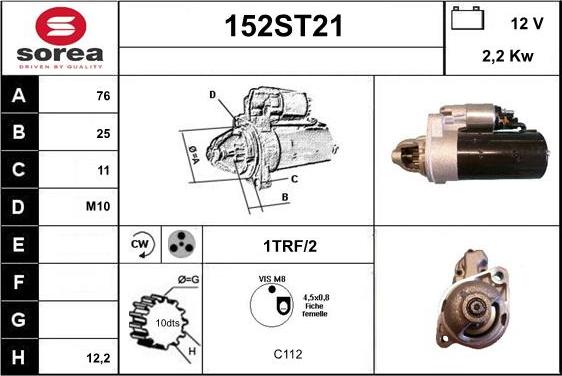 STARTCAR 152ST21 - Démarreur cwaw.fr