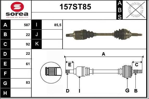 STARTCAR 157ST85 - Arbre de transmission cwaw.fr