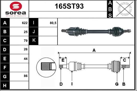 STARTCAR 165ST93 - Arbre de transmission cwaw.fr