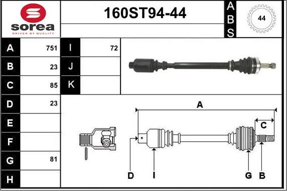 STARTCAR 160ST94-44 - Arbre de transmission cwaw.fr