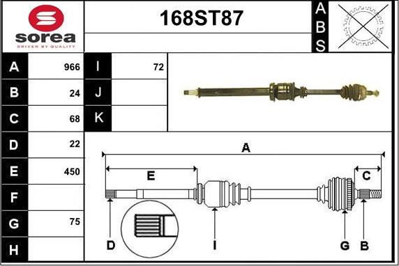 STARTCAR 168ST87 - Arbre de transmission cwaw.fr