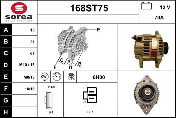 STARTCAR 168ST75 - Alternateur cwaw.fr