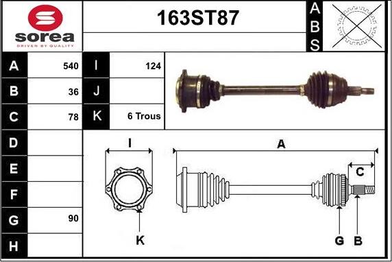 STARTCAR 163ST87 - Arbre de transmission cwaw.fr