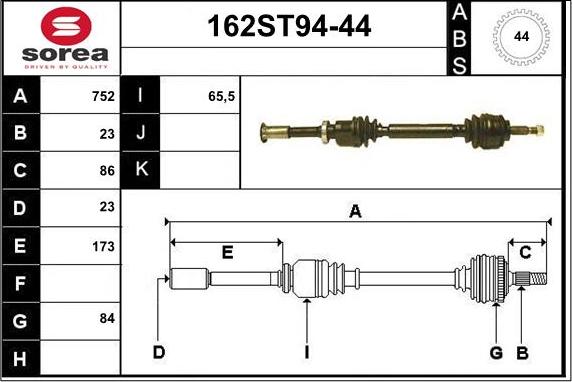 STARTCAR 162ST94-44 - Arbre de transmission cwaw.fr