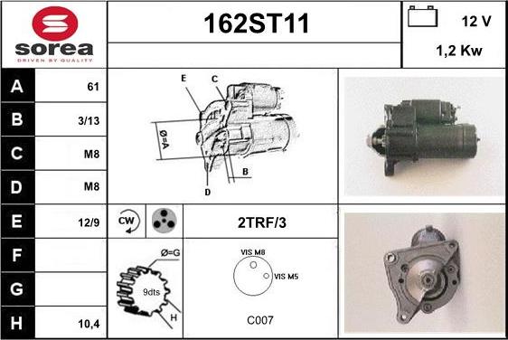 STARTCAR 162ST11 - Démarreur cwaw.fr