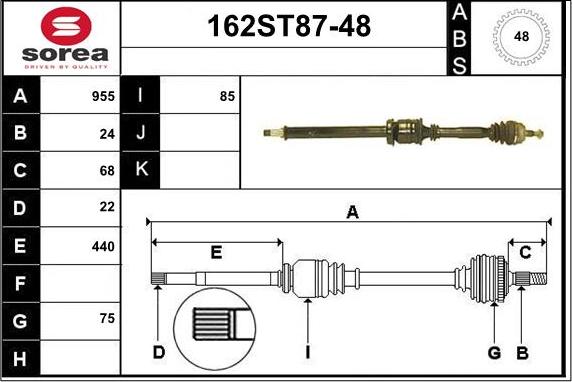 STARTCAR 162ST87-48 - Arbre de transmission cwaw.fr