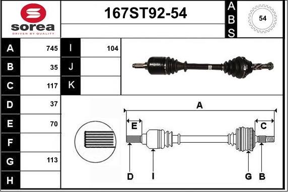 STARTCAR 167ST92-54 - Arbre de transmission cwaw.fr