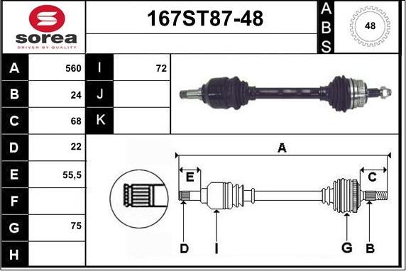 STARTCAR 167ST87-48 - Arbre de transmission cwaw.fr