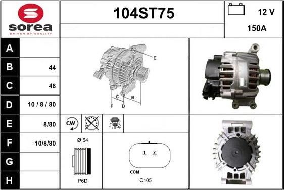 STARTCAR 104ST75 - Alternateur cwaw.fr