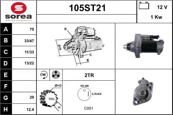 STARTCAR 105ST21 - Démarreur cwaw.fr